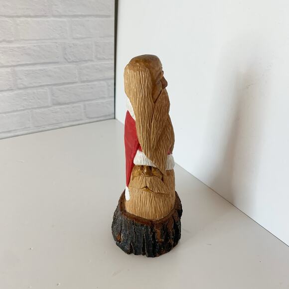 Santa Gnome Elf 2 Man Wood Hand Carved Figure W Dawydenko Minnesota Folk Art - Picture 6 of 9
